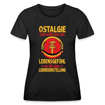 Ostalgie - East Germany for the East - Women's Functional T-Shirt - black - Front - AI Model Female 172 light (172cm)