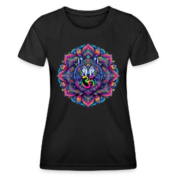 Goa Wolf - Psytrance and Goa Party - Women's Functional T-Shirt - black - Front - AI Model Female 172 light (172cm)