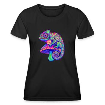 Goa CHAMELEON - Psytrance and Goa Party - Women's Functional T-Shirt - black - Front - AI Model Female 172 light (172cm)