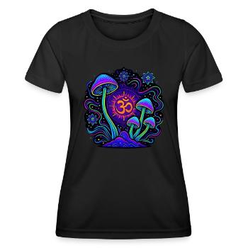 Goa Mushrooms - Psytrance and Goa Party - Women's Functional T-Shirt - black - Front - AI Model Female 172 light (172cm)
