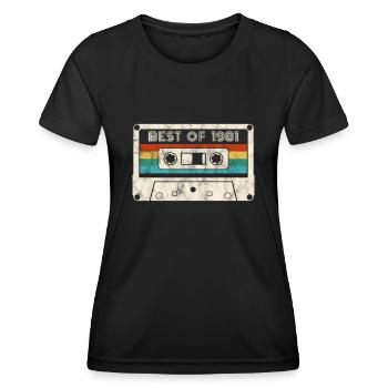 41 Anniversaire Best Of 1981 Cassette Rétro Vintage - T-shirt sport Femme - noir - Devant - AI Model Female 172 light (172cm)