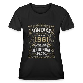 Born in 1961 Birthday gift 61 years - Women's Functional T-Shirt - black - Front - AI Model Female 172 light (172cm)