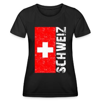 Schweiz T-shirt Geschenkidee - Frauen Funktions-T-Shirt - Schwarz - Vorne - AI Model Female 172 light (172cm)