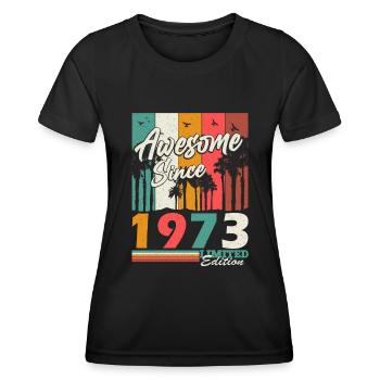 1973 Jahrgang geboren Vintage Geburtstag Geschenk - Frauen Funktions-T-Shirt - Schwarz - Vorne - AI Model Female 172 light (172cm)