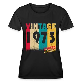 50 anniversaire 50 ans nés en 1973 - T-shirt sport Femme - noir - Devant - AI Model Female 172 light (172cm)