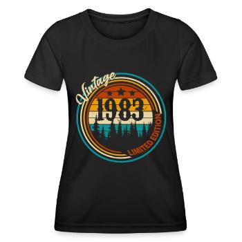 Né en 1983 Vintage Retro Anniversaire - T-shirt sport Femme - noir - Devant - AI Model Female 172 light (172cm)