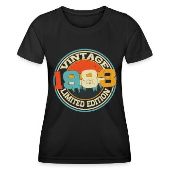 Né en 1983 Vintage Anniversaire Rétro - T-shirt sport Femme - noir - Devant - AI Model Female 172 light (172cm)