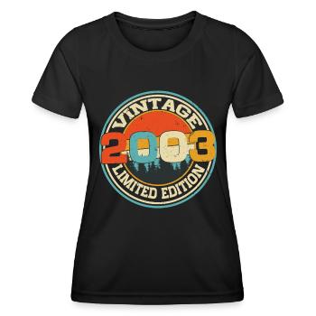 Né en 2003 Vintage Anniversaire Rétro - T-shirt sport Femme - noir - Devant - AI Model Female 172 light (172cm)