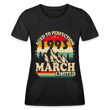 Mars 1993 Anniversaire né Rétro - T-shirt sport Femme - noir - Devant - AI Model Female 172 light (172cm)