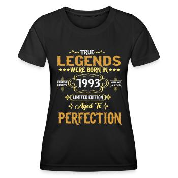 Les légendes sont nées en 1993 - T-shirt sport Femme - noir - Devant - AI Model Female 172 light (172cm)