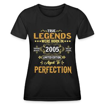 Les légendes sont nées en 2005 - T-shirt sport Femme - noir - Devant - AI Model Female 172 light (172cm)