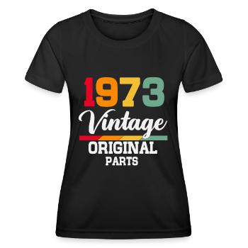 Né en 1973 Vintage Anniversaire Rétro - T-shirt sport Femme - noir - Devant - AI Model Female 172 light (172cm)
