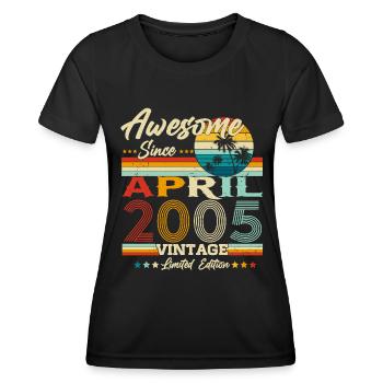 Avril 2005 Vintage vintage cadeau d’anniversaire - T-shirt sport Femme - noir - Devant - AI Model Female 172 light (172cm)