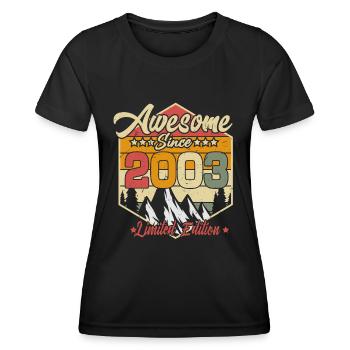 Born 2003 20 years birthday - Women's Functional T-Shirt - black - Front - AI Model Female 172 light (172cm)