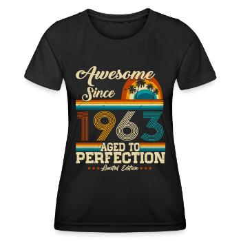 Né en 1963 Vintage Anniversaire Rétro - T-shirt sport Femme - noir - Devant - AI Model Female 172 light (172cm)