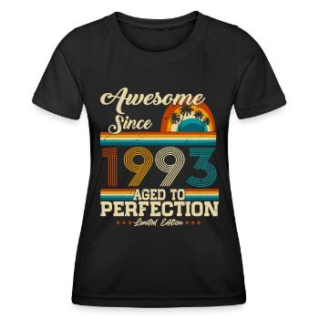 Né en 1993 Vintage Anniversaire Rétro - T-shirt sport Femme - noir - Devant - AI Model Female 172 light (172cm)