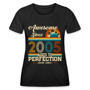 Né en 2005 Vintage Anniversaire Rétro - T-shirt sport Femme - noir - Devant - AI Model Female 172 light (172cm)