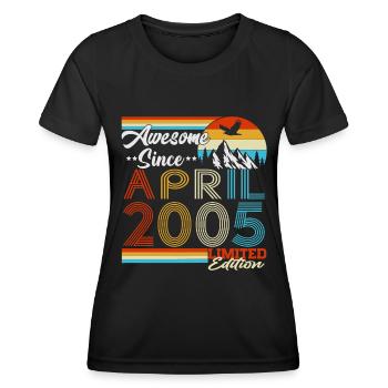 Avril 2005 vintage vintage retro anniversaire - T-shirt sport Femme - noir - Devant - AI Model Female 172 light (172cm)