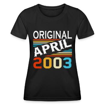 Avril 2003 Anniversaire Né Vintage - T-shirt sport Femme - noir - Devant - AI Model Female 172 light (172cm)