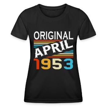 Avril 1953 Naissance Vintage Anniversaire - T-shirt sport Femme - noir - Devant - AI Model Female 172 light (172cm)