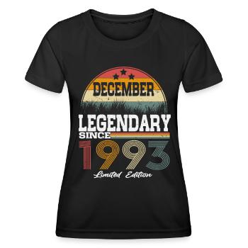 Des légendes sont nées en décembre 1993 - T-shirt sport Femme - noir - Devant - AI Model Female 172 light (172cm)