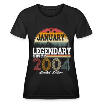 Legends est né en janvier 2004 - T-shirt sport Femme - noir - Devant - AI Model Female 172 light (172cm)