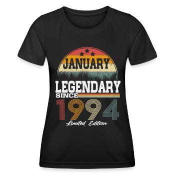 Legends est né en janvier 1994 - T-shirt sport Femme - noir - Devant - AI Model Female 172 light (172cm)