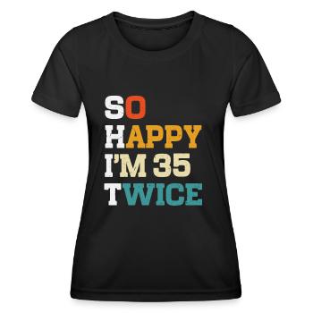70 Anniversaire 70 Ans Né en 1954 - T-shirt sport Femme - noir - Devant - AI Model Female 172 light (172cm)