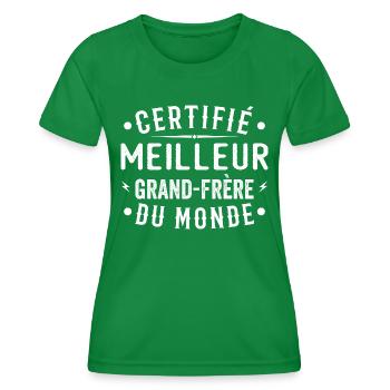 Certified Best Big Brother In The World Big Brother - Women's Functional T-Shirt - kelly green - Front - AI Model Female 172 dark (172cm)