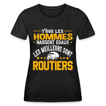 Chauffeur Routier Camion Poids Lourds Cadeau Cool - T-shirt sport Femme - noir - Devant - AI Model Female 172 light (172cm)