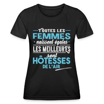 Hôtesse de l'air. Cadeau avion, vol, vacances - T-shirt sport Femme - noir - Devant - AI Model Female 172 light (172cm)