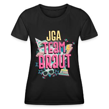 Junggesellinenabschied 90er JGA Retro Vintage - Frauen Funktions-T-Shirt - Schwarz - Vorne - AI Model Female 172 light (172cm)