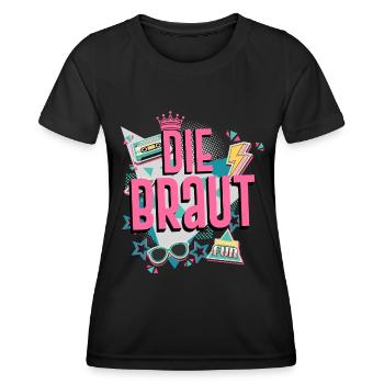 Junggesellinenabschied 90er JGA Retro Vintage - Frauen Funktions-T-Shirt - Schwarz - Vorne - AI Model Female 172 light (172cm)