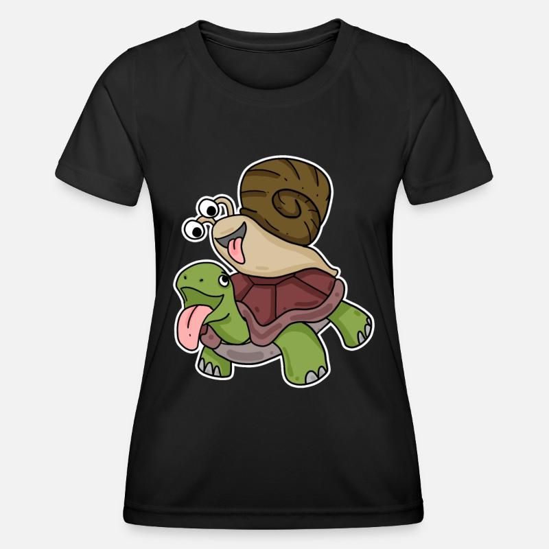 Turtle and snail - Women's Functional T-Shirt - black