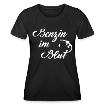 Benzin im Blut Spruch Motorrad Auto Tuning - Frauen Funktions-T-Shirt - Schwarz - Vorne - AI Model Female 172 light (172cm)