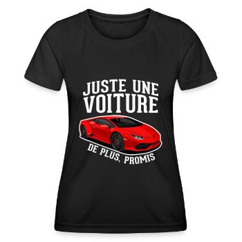 Juste une voiture de plus - humour cadeau - T-shirt sport Femme - noir - Devant - AI Model Female 172 light (172cm)