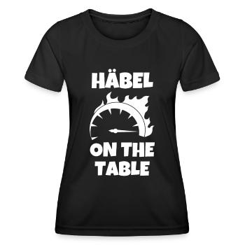 Häbel on the table Lokführer Geschenk - Frauen Funktions-T-Shirt - Schwarz - Vorne - AI Model Female 172 light (172cm)
