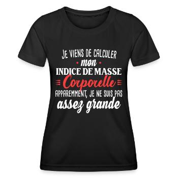 Petite femme. Cadeau humour surpoids obésité - T-shirt sport Femme - noir - Devant - AI Model Female 172 light (172cm)