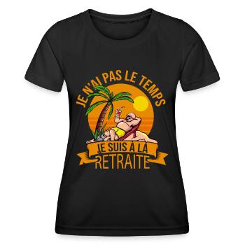 Cadeau Retraité Humour Départ À La Retraite - T-shirt sport Femme - noir - Devant - AI Model Female 172 light (172cm)