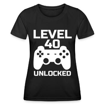 Level 40 Unlocked Gamer 40 Years Birthday - Women's Functional T-Shirt - black - Front - AI Model Female 172 light (172cm)