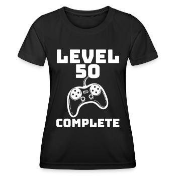 Level 50 Unlocked Gamer 50 Years Birthday - Women's Functional T-Shirt - black - Front - AI Model Female 172 light (172cm)