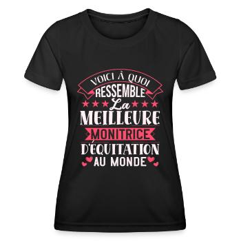 Idée Cadeau Pour Monitrice D'équitation - T-shirt sport Femme - noir - Devant - AI Model Female 172 light (172cm)
