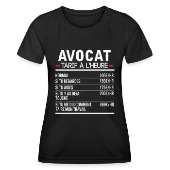 Avocat Idée Cadeau Humour - T-shirt sport Femme - noir - Devant - AI Model Female 172 light (172cm)