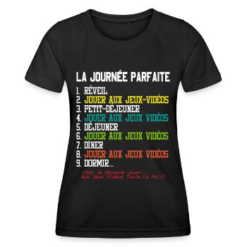 Cadeau Geek Gamer Ado La Journée Parfaite Humour - T-shirt sport Femme - noir - Devant - AI Model Female 172 light (172cm)