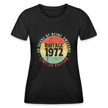 50e anniversaire 50 ans né en 1972 - T-shirt sport Femme - noir - Devant - AI Model Female 172 light (172cm)