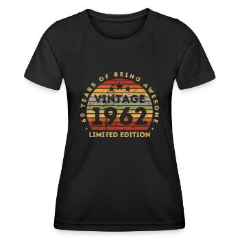 60e anniversaire 60 ans né en 1962 - T-shirt sport Femme - noir - Devant - AI Model Female 172 light (172cm)