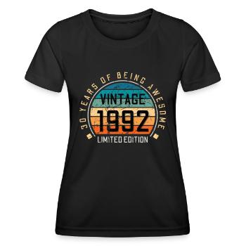 30e anniversaire 30 ans né en 1992 - T-shirt sport Femme - noir - Devant - AI Model Female 172 light (172cm)