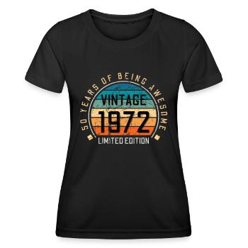 50e anniversaire 50 ans né en 1972 - T-shirt sport Femme - noir - Devant - AI Model Female 172 light (172cm)