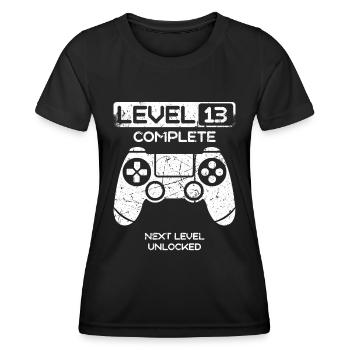 13th birthday 13 years Gamer Level Complete - Women's Functional T-Shirt - black - Front - AI Model Female 172 light (172cm)