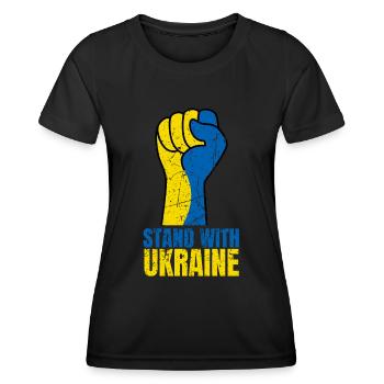 Stand avec Ukraine Vintage Ukraine Flag - T-shirt sport Femme - noir - Devant - AI Model Female 172 light (172cm)